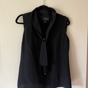 St. John Black Sleeveless Silk Blouse